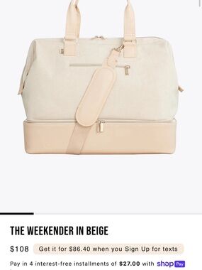 BEIS Weekender Travel Bag in Beige and Nude